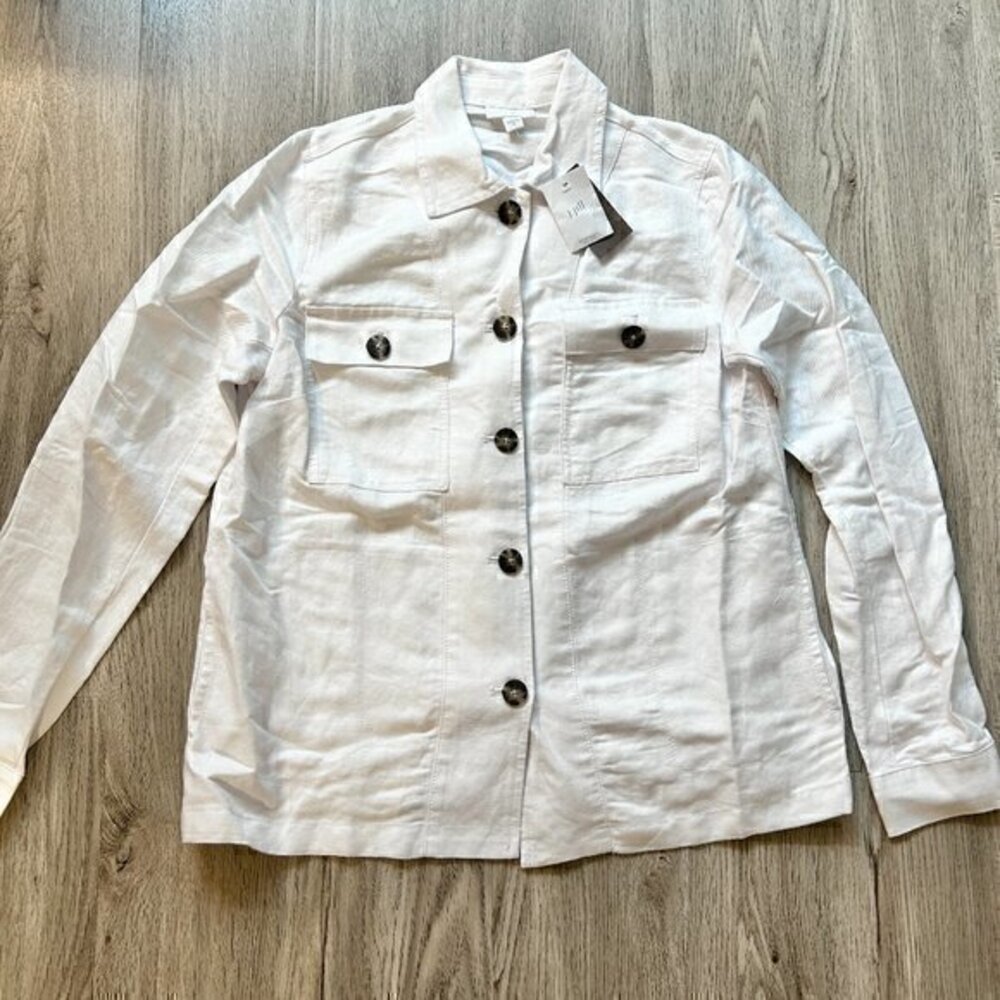 J. Jill Linen Button Down Shacket White Size XS NWT